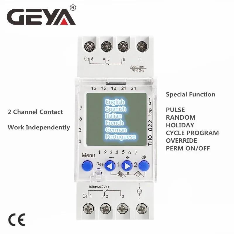 GEYA THC-822 ȭ α׷  Ÿ̸, 2 ä ȯ   Ÿ̸ ġ, ͸ , 16A, 220V, 110V